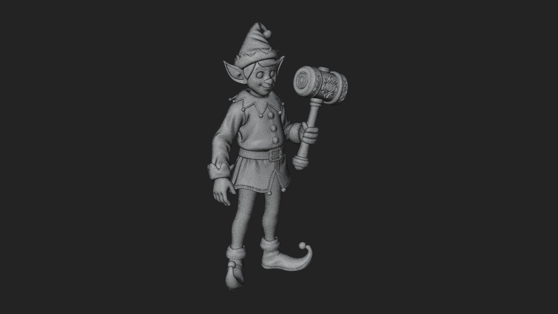 Christmas Elf Helper Statue Design 2 3D Print Model 3D Model