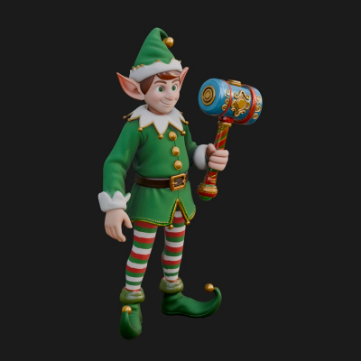 Christmas Elf Helper Statue Design 2 3D Print Model
