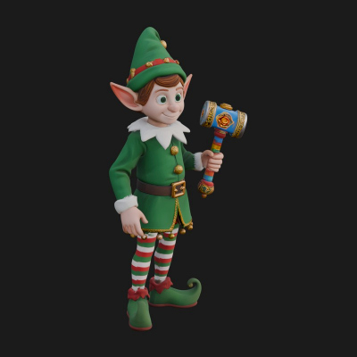 Christmas Elf Helper Statue Design 3 3D Print Model