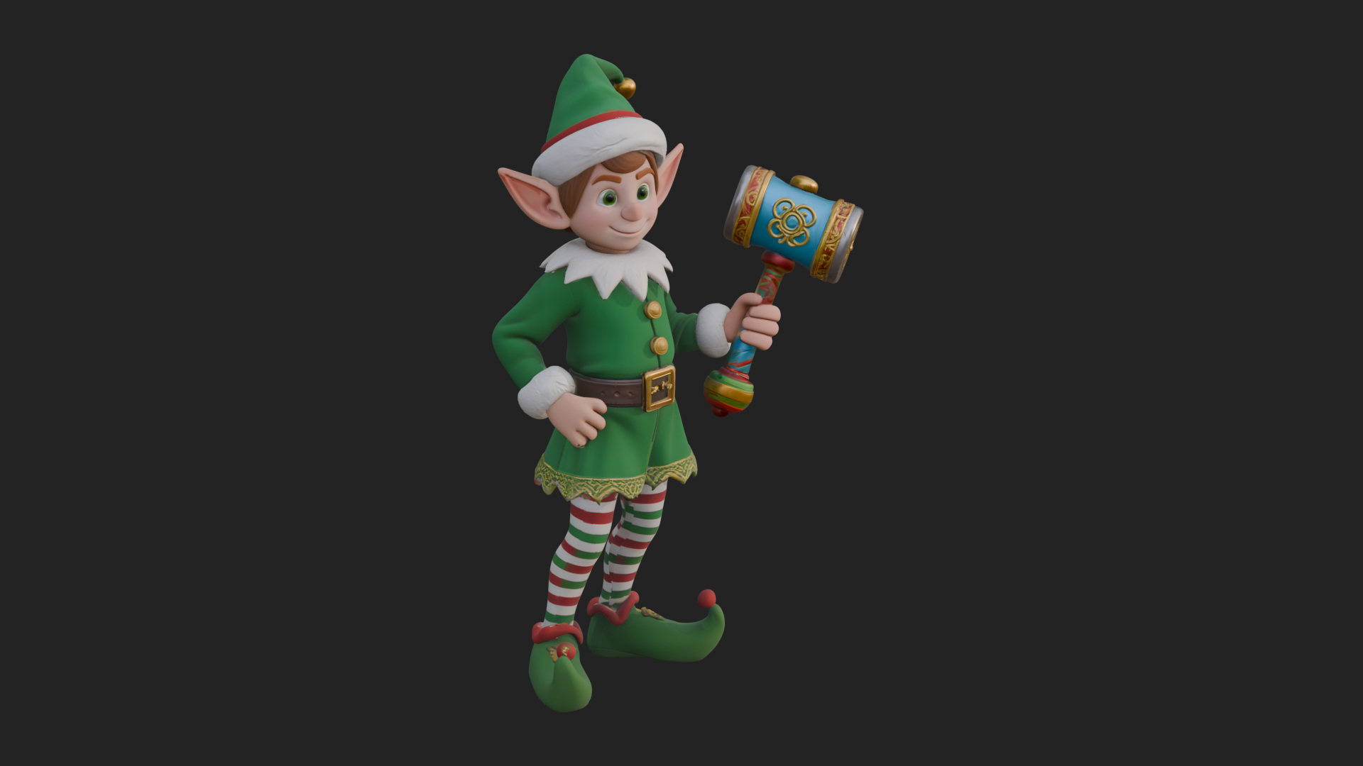 Christmas Elf Helper Statue Design 4 3D Print Model 3D Model