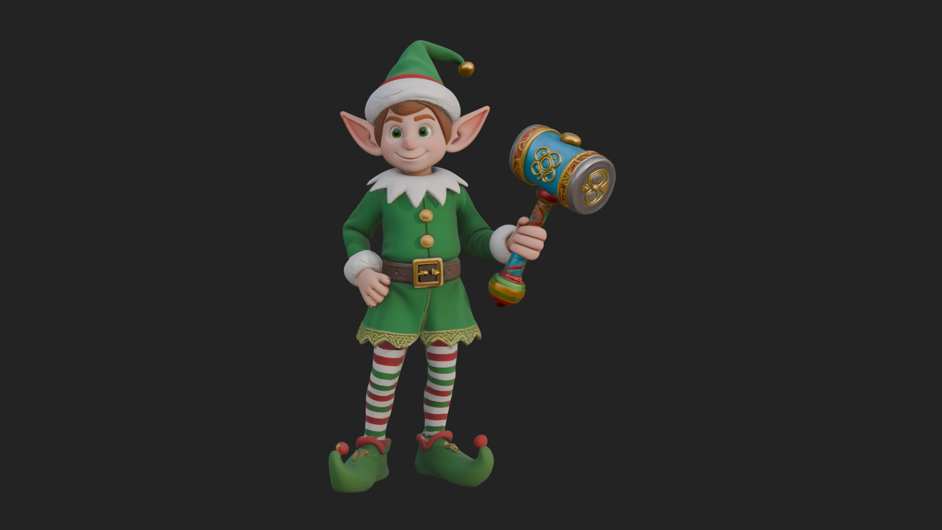 Christmas Elf Helper Statue Design 4 3D Print Model 3D Model