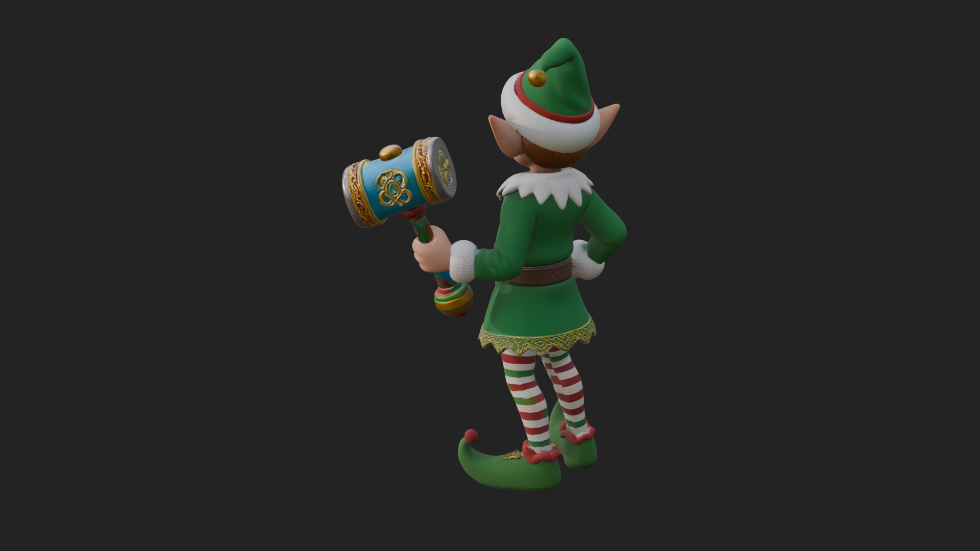 Christmas Elf Helper Statue Design 4 3D Print Model 3D Model