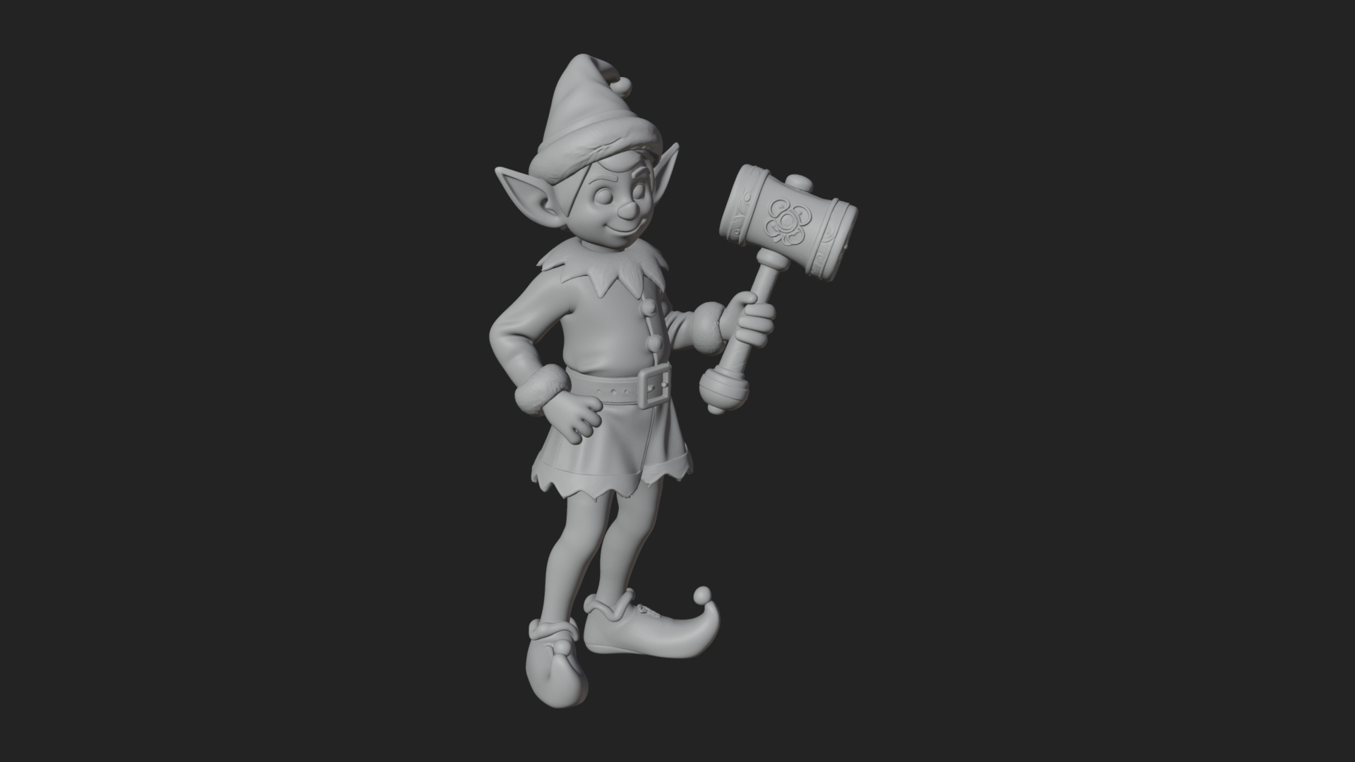 Christmas Elf Helper Statue Design 4 3D Print Model 3D Model