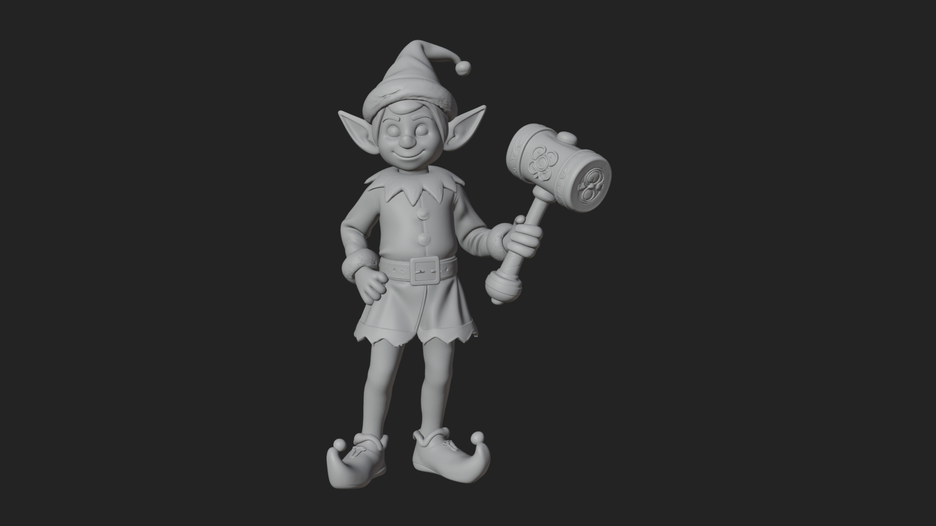 Christmas Elf Helper Statue Design 4 3D Print Model 3D Model