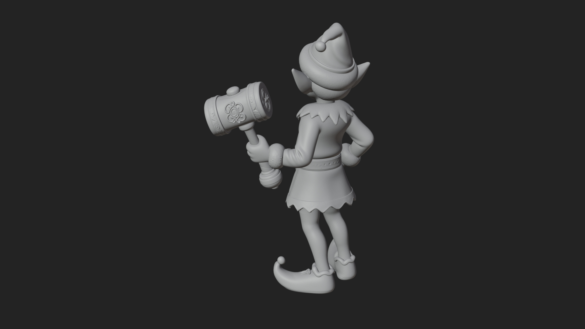 Christmas Elf Helper Statue Design 4 3D Print Model 3D Model