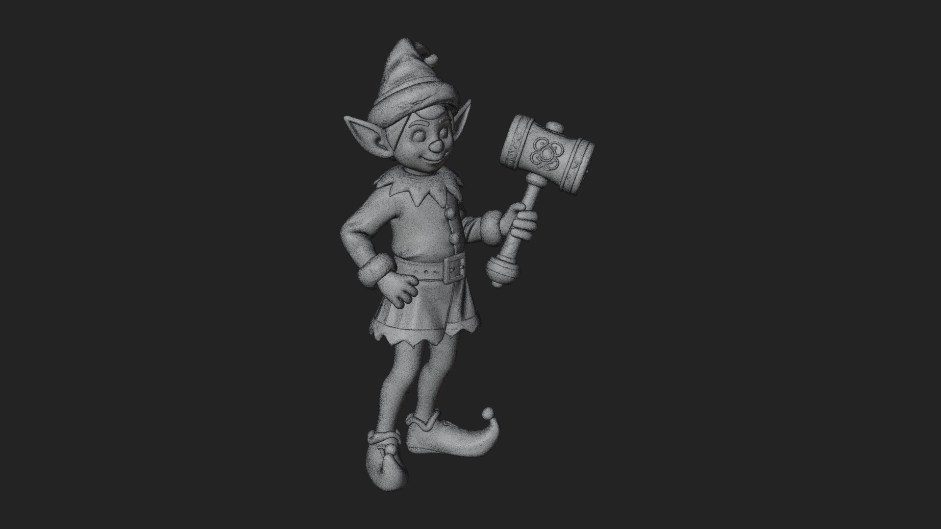 Christmas Elf Helper Statue Design 4 3D Print Model 3D Model