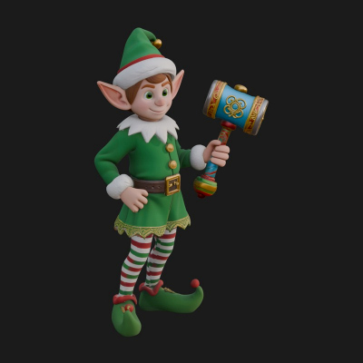 Christmas Elf Helper Statue Design 4 3D Print Model