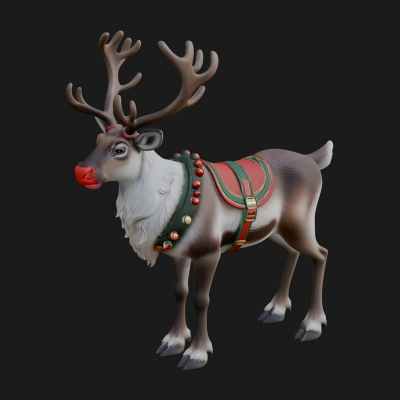 Christmas Reindeer Statue Design 6 3D Print Model