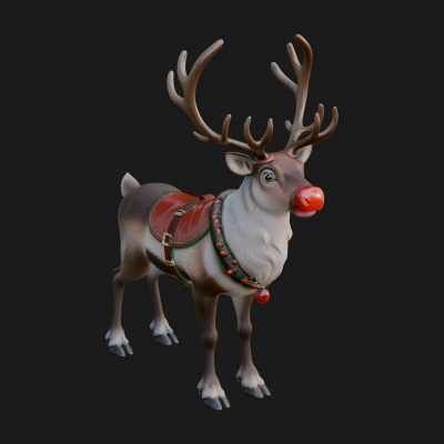Christmas Reindeer Statue Design 9 3D Print Model