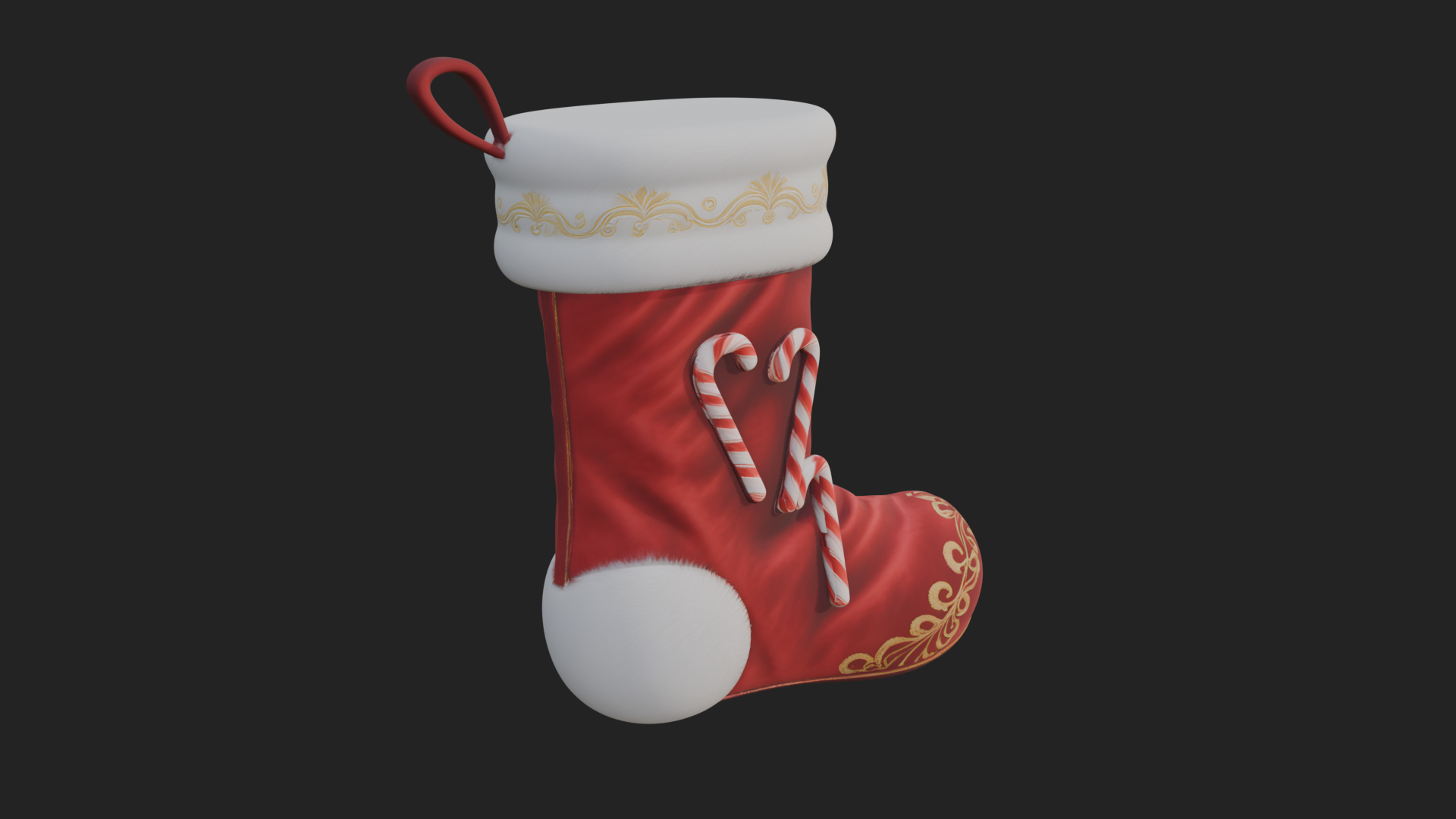 Christmas Stocking Ornament Design 1 3D Print Model 3D Model