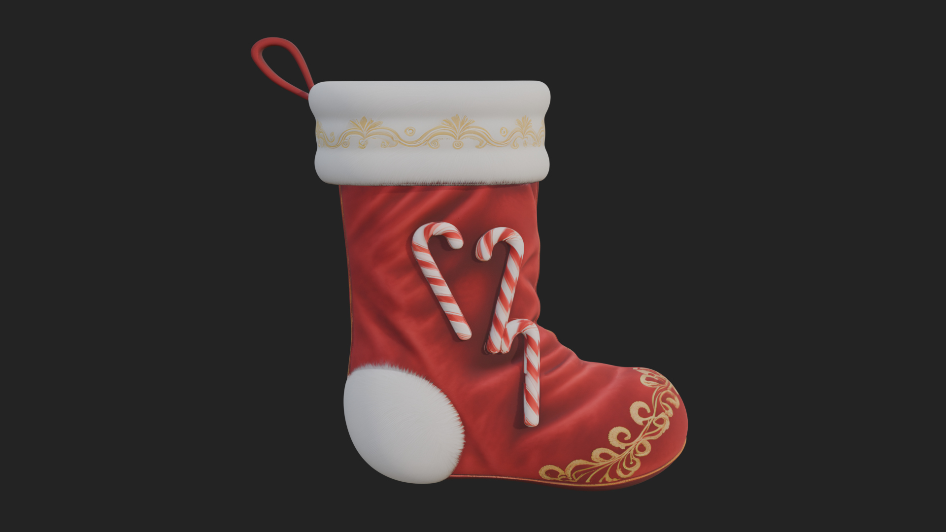 Christmas Stocking Ornament Design 1 3D Print Model 3D Model