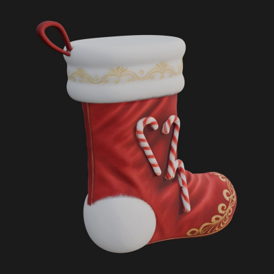 Christmas Stocking Ornament Design 1 3D Print Model
