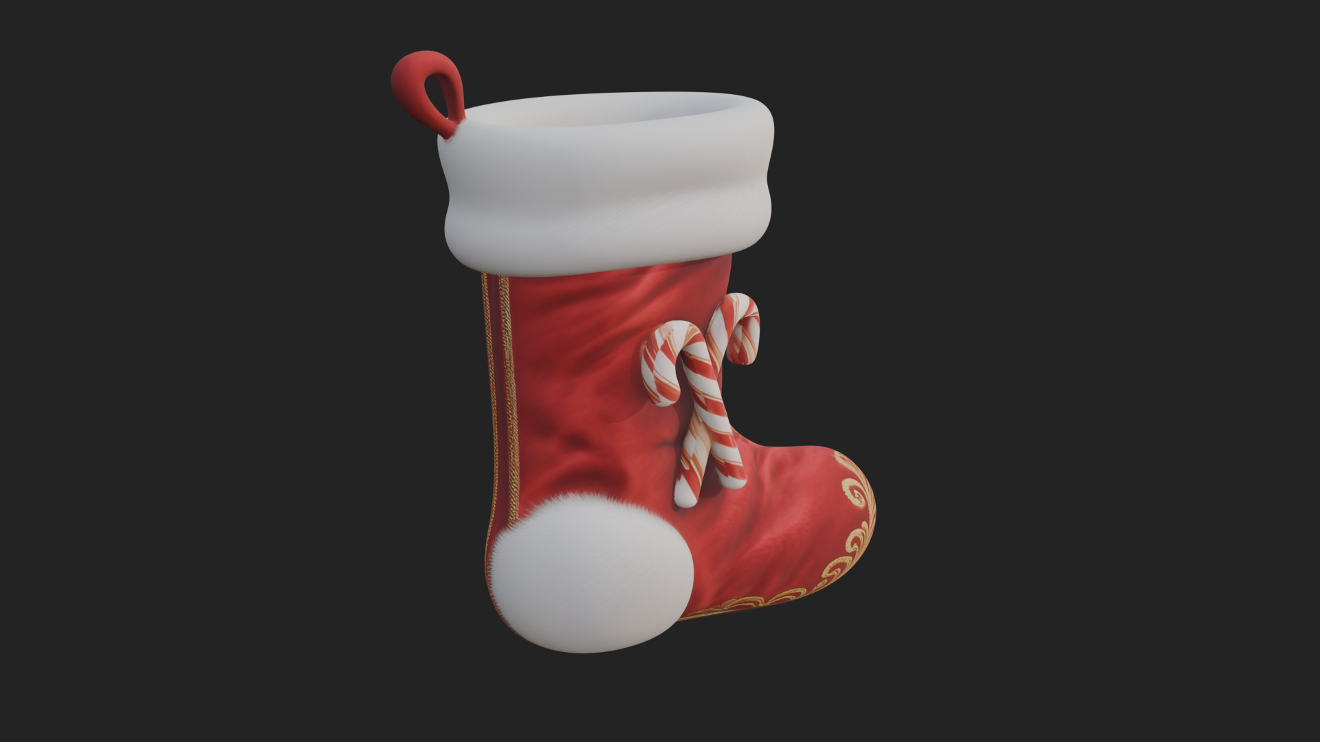 Christmas Stocking Ornament Design 2 3D Print Model 3D Model