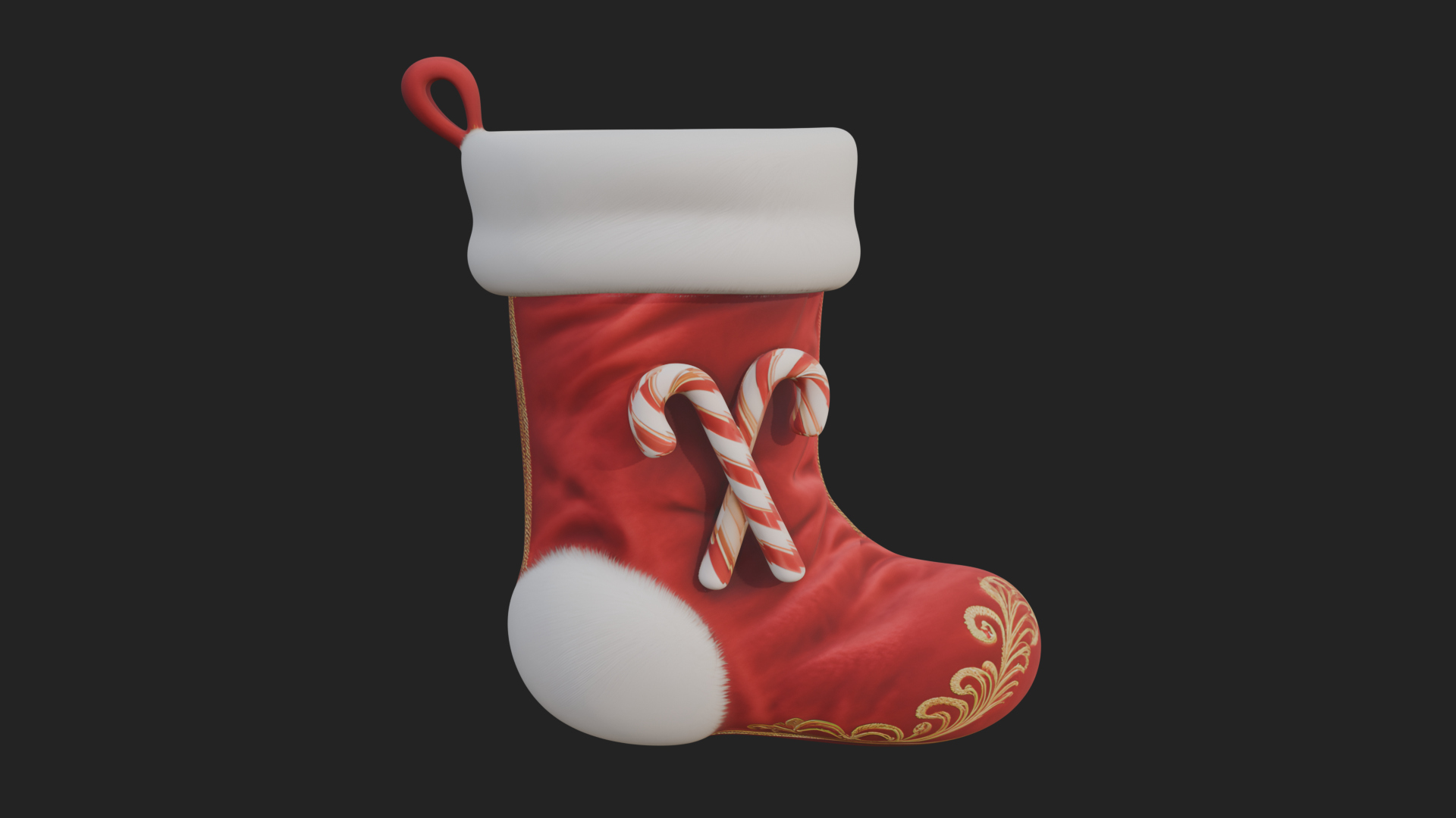 Christmas Stocking Ornament Design 2 3D Print Model 3D Model