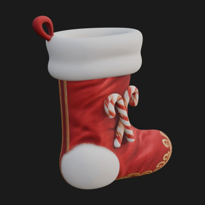 Christmas Stocking Ornament Design 2 3D Print Model