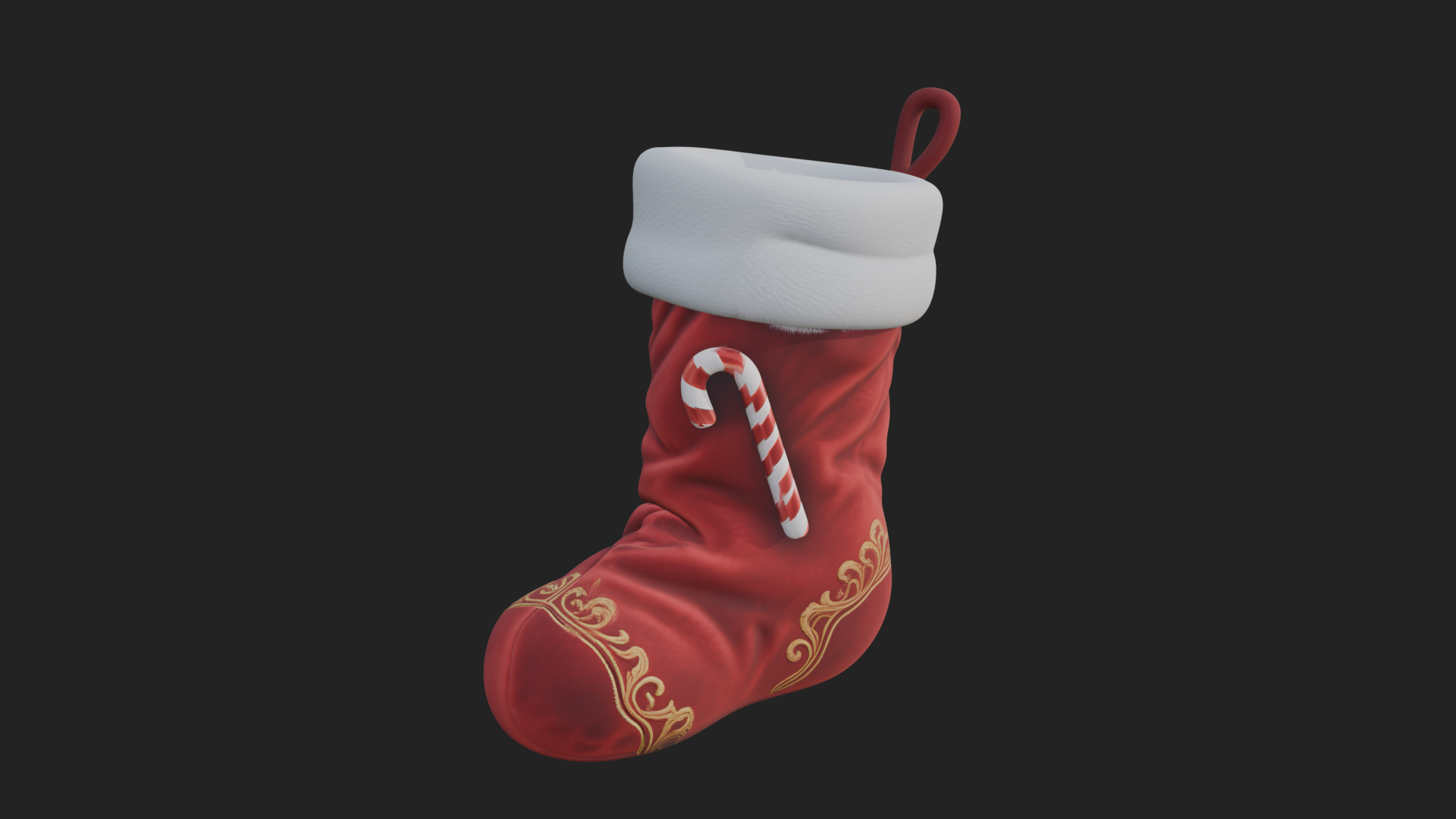 Christmas Stocking Ornament Design 4 3D Print Model 3D Model