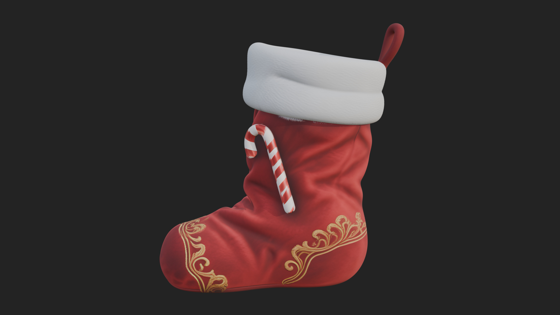 Christmas Stocking Ornament Design 4 3D Print Model 3D Model