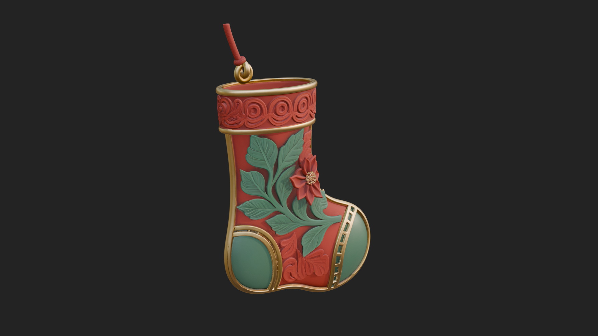 Christmas Stocking Ornament Design 5 3D Print Model 3D Model