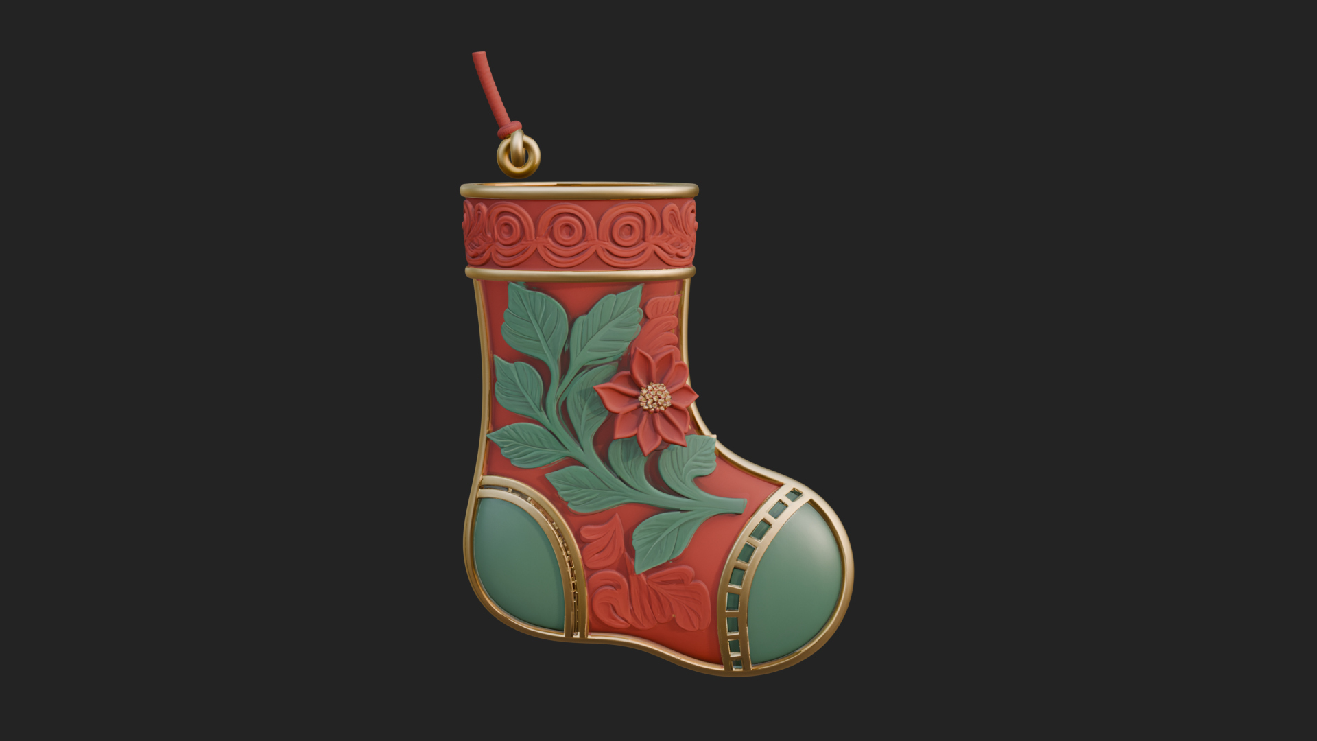 Christmas Stocking Ornament Design 5 3D Print Model 3D Model
