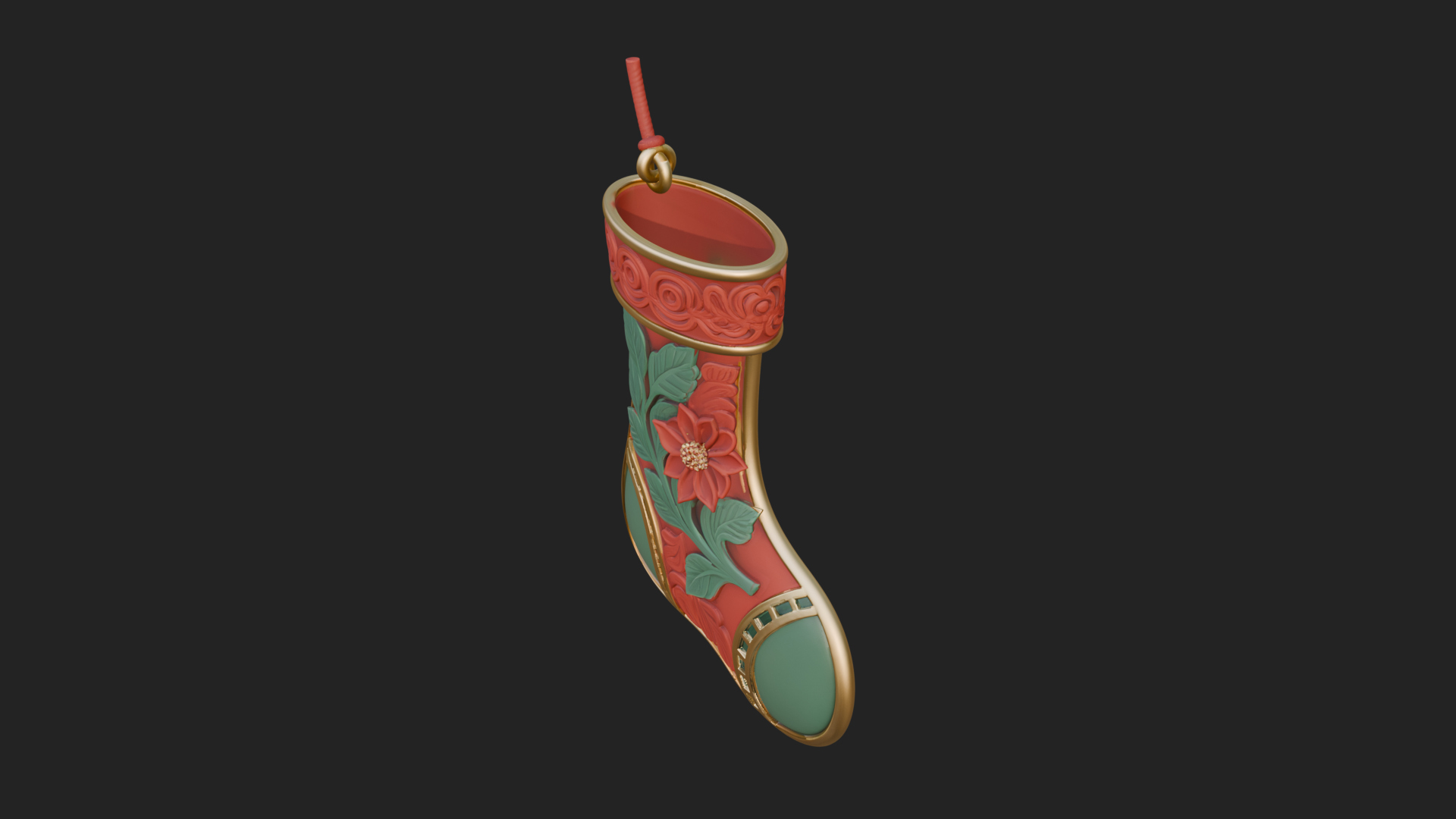 Christmas Stocking Ornament Design 5 3D Print Model 3D Model