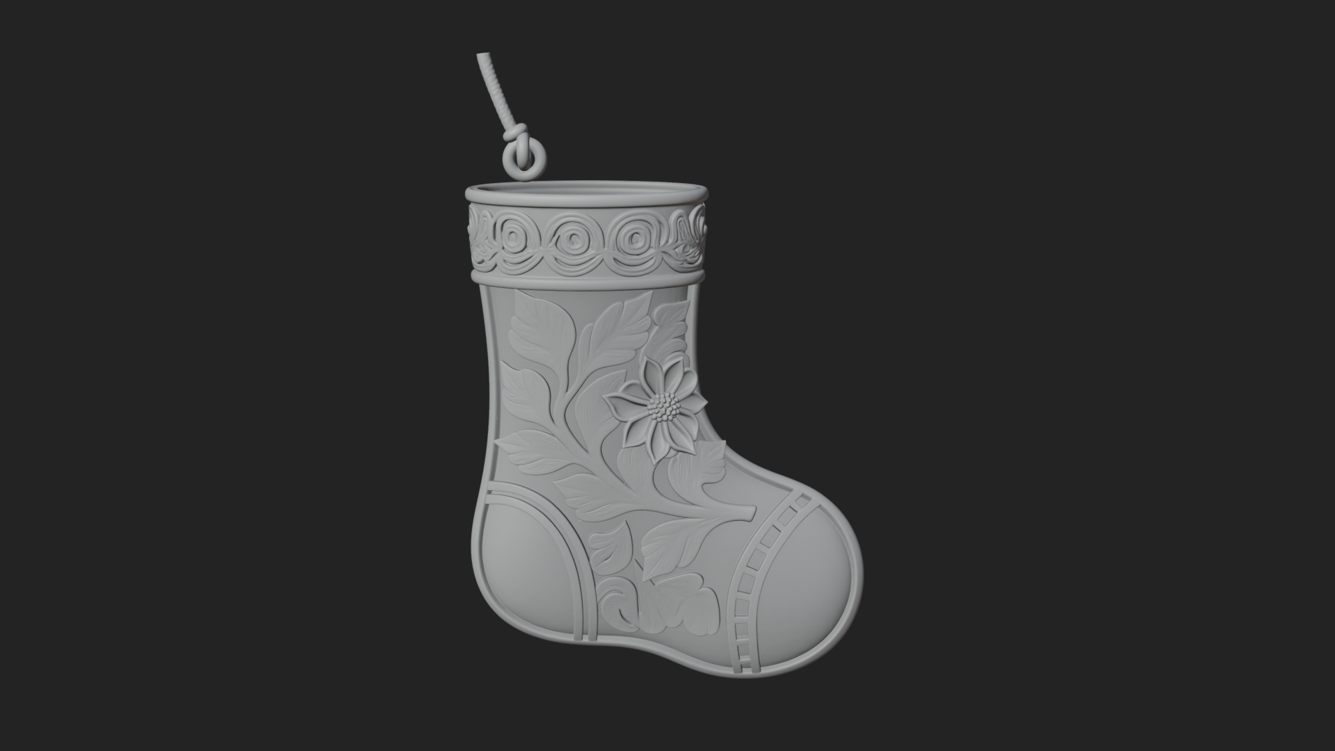 Christmas Stocking Ornament Design 5 3D Print Model 3D Model