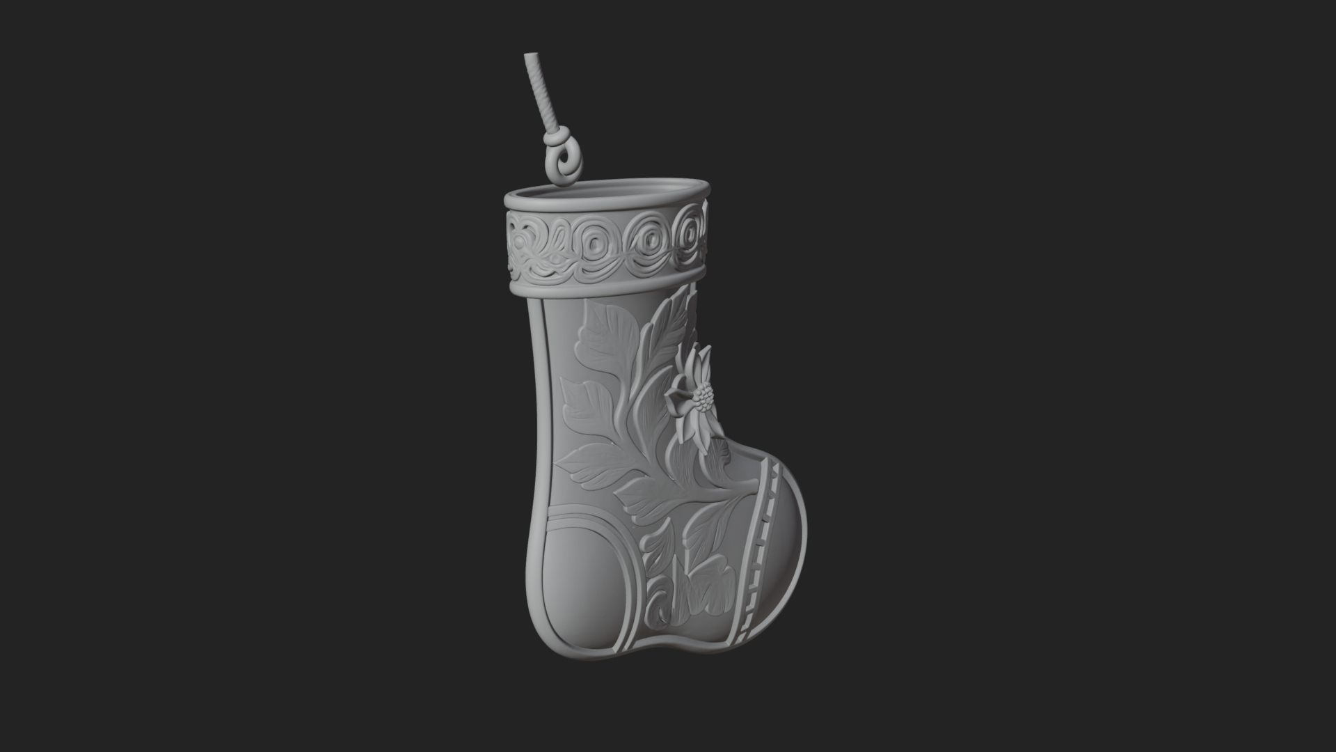 Christmas Stocking Ornament Design 5 3D Print Model 3D Model