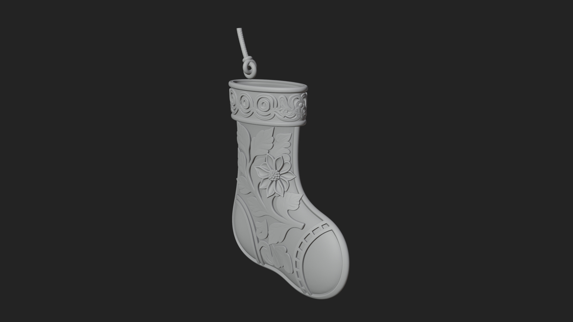 Christmas Stocking Ornament Design 5 3D Print Model 3D Model