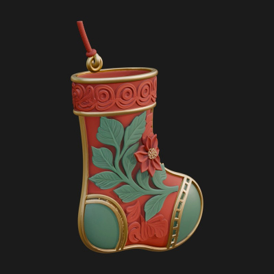 Christmas Stocking Ornament Design 5 3D Print Model