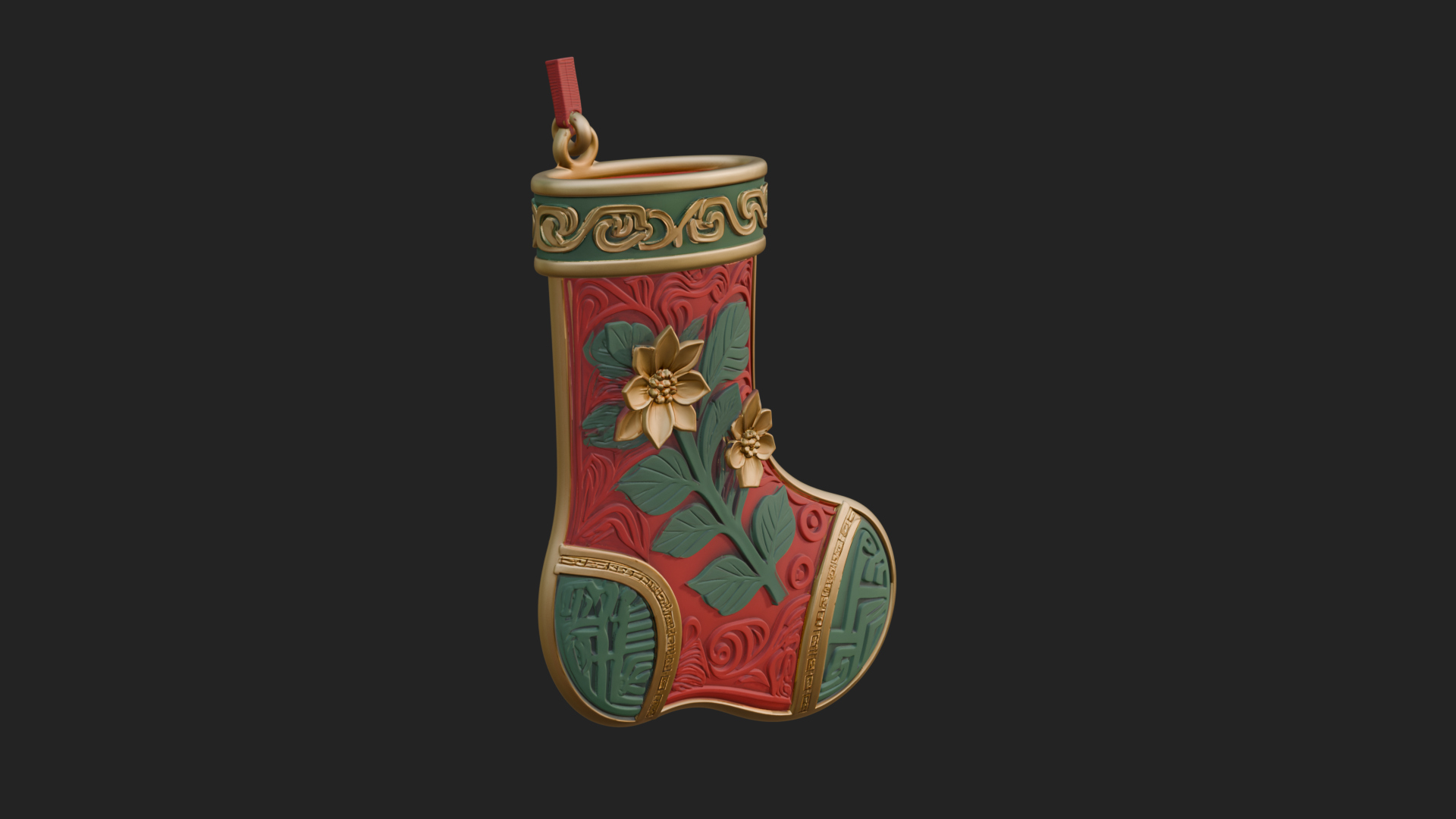 Christmas Stocking Ornament Design 6 3D Print Model 3D Model