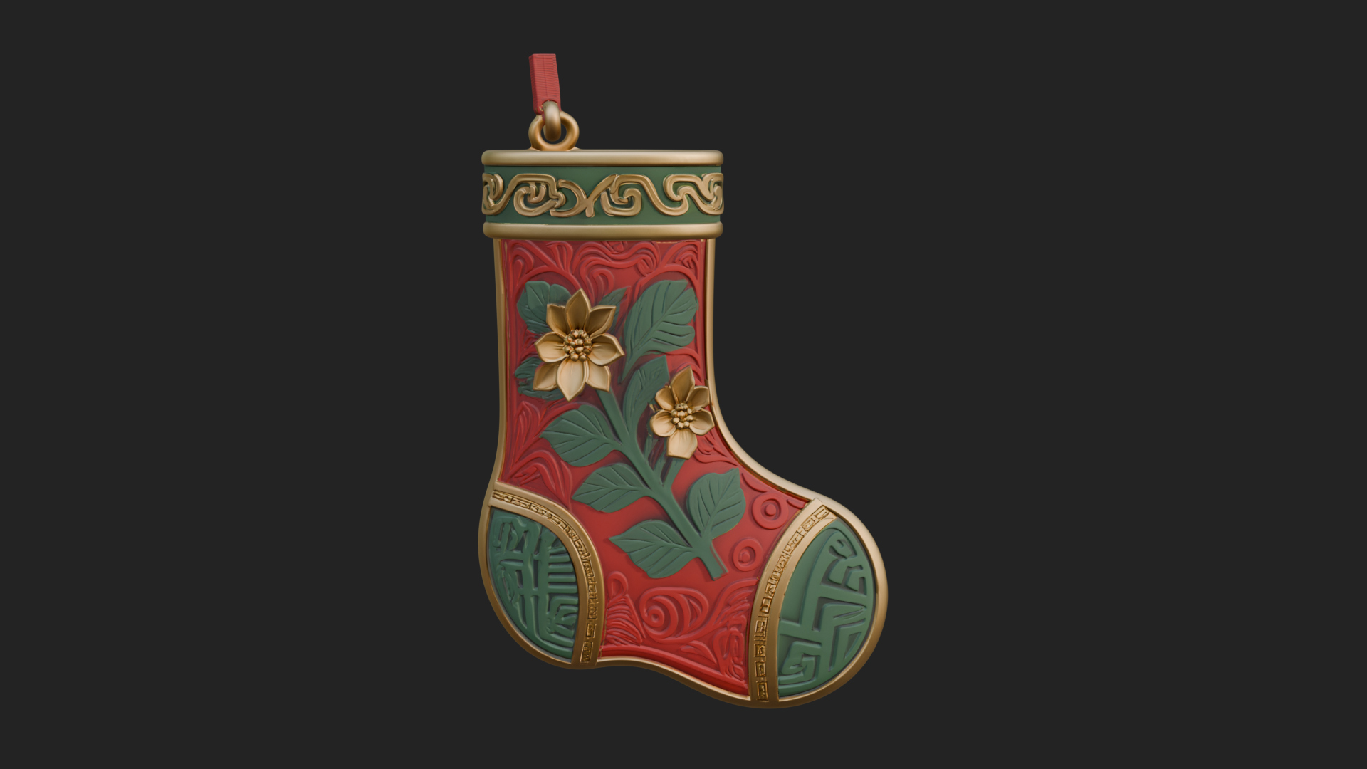 Christmas Stocking Ornament Design 6 3D Print Model 3D Model
