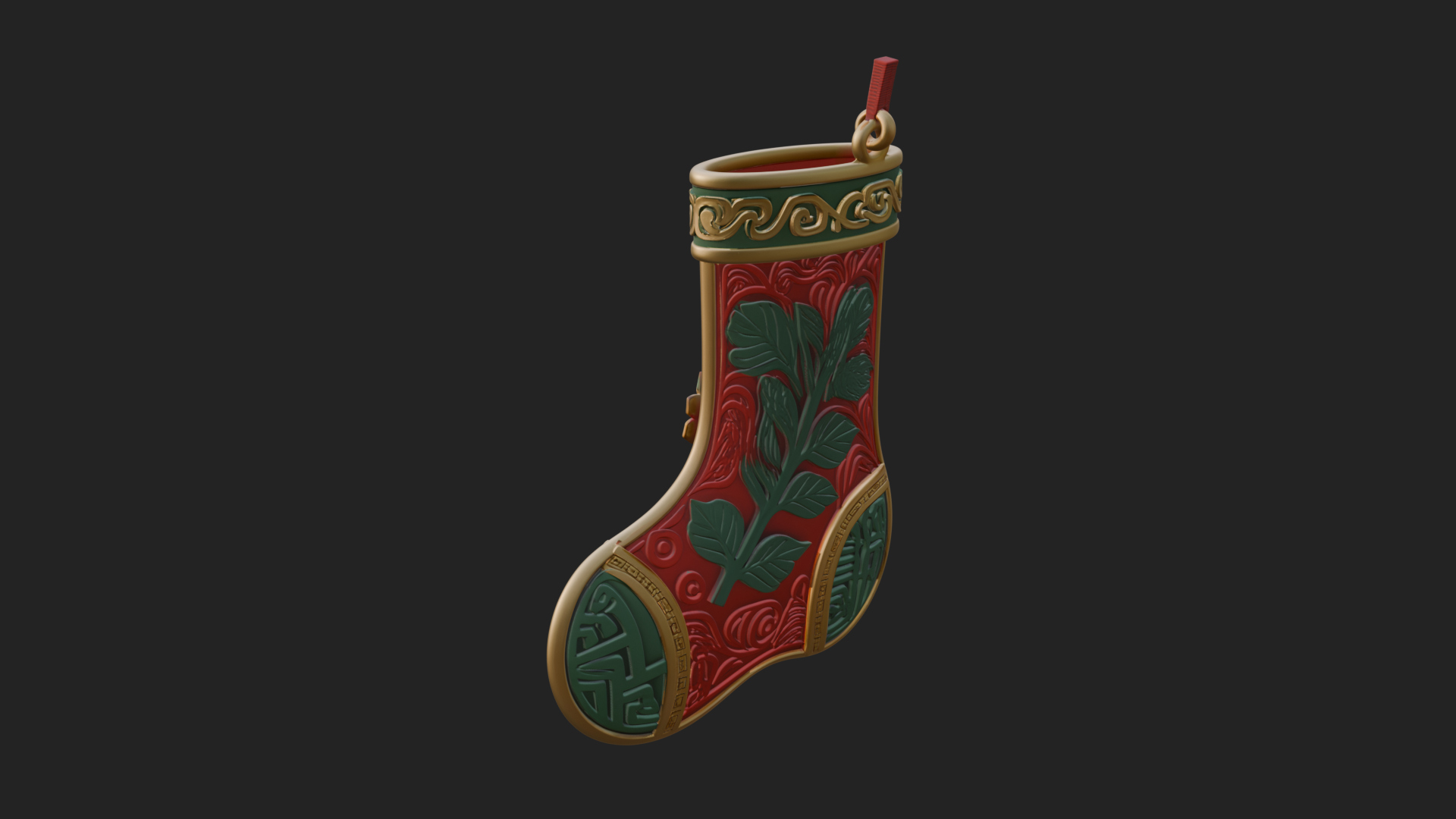 Christmas Stocking Ornament Design 6 3D Print Model 3D Model