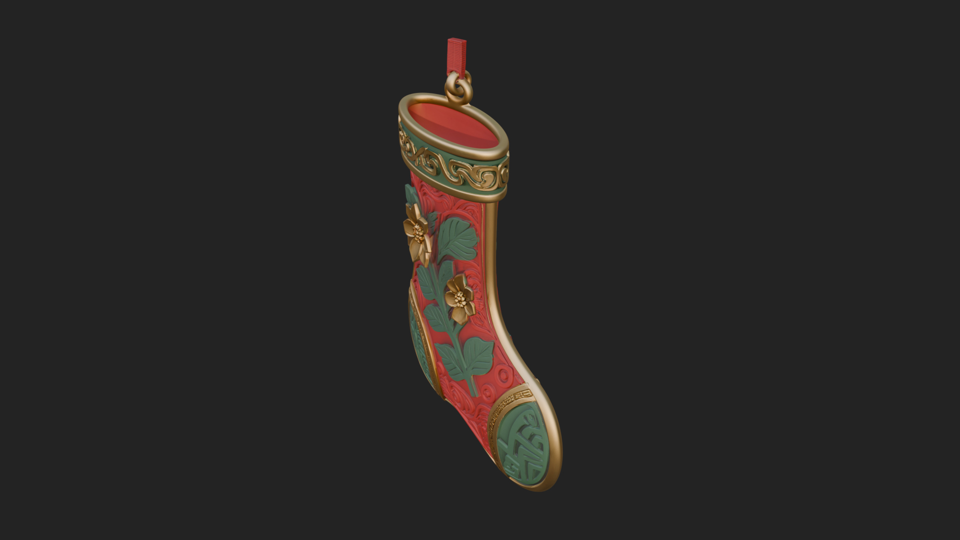 Christmas Stocking Ornament Design 6 3D Print Model 3D Model