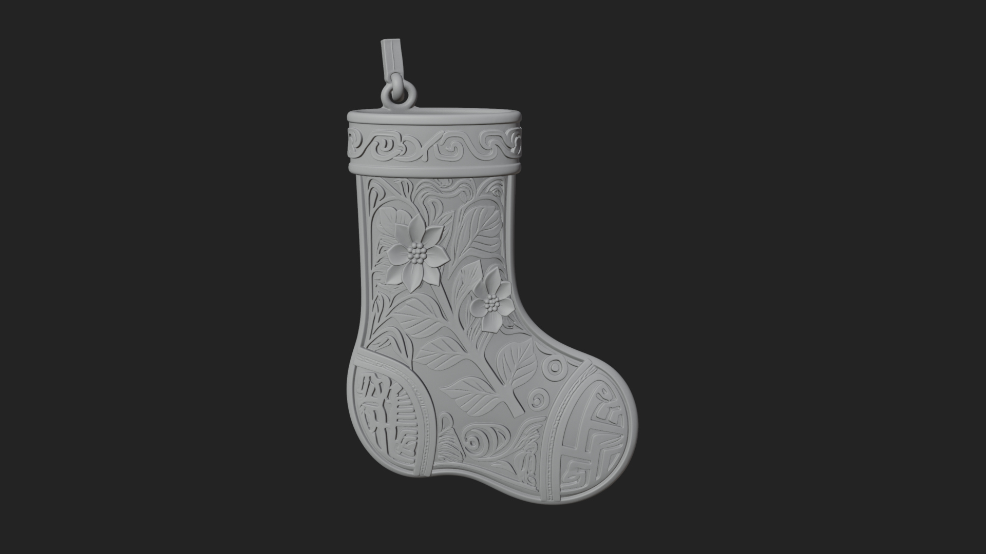 Christmas Stocking Ornament Design 6 3D Print Model 3D Model