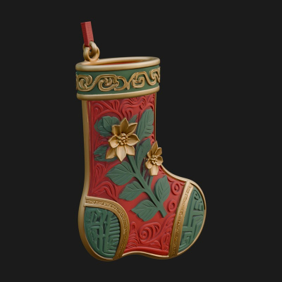 Christmas Stocking Ornament Design 6 3D Print Model