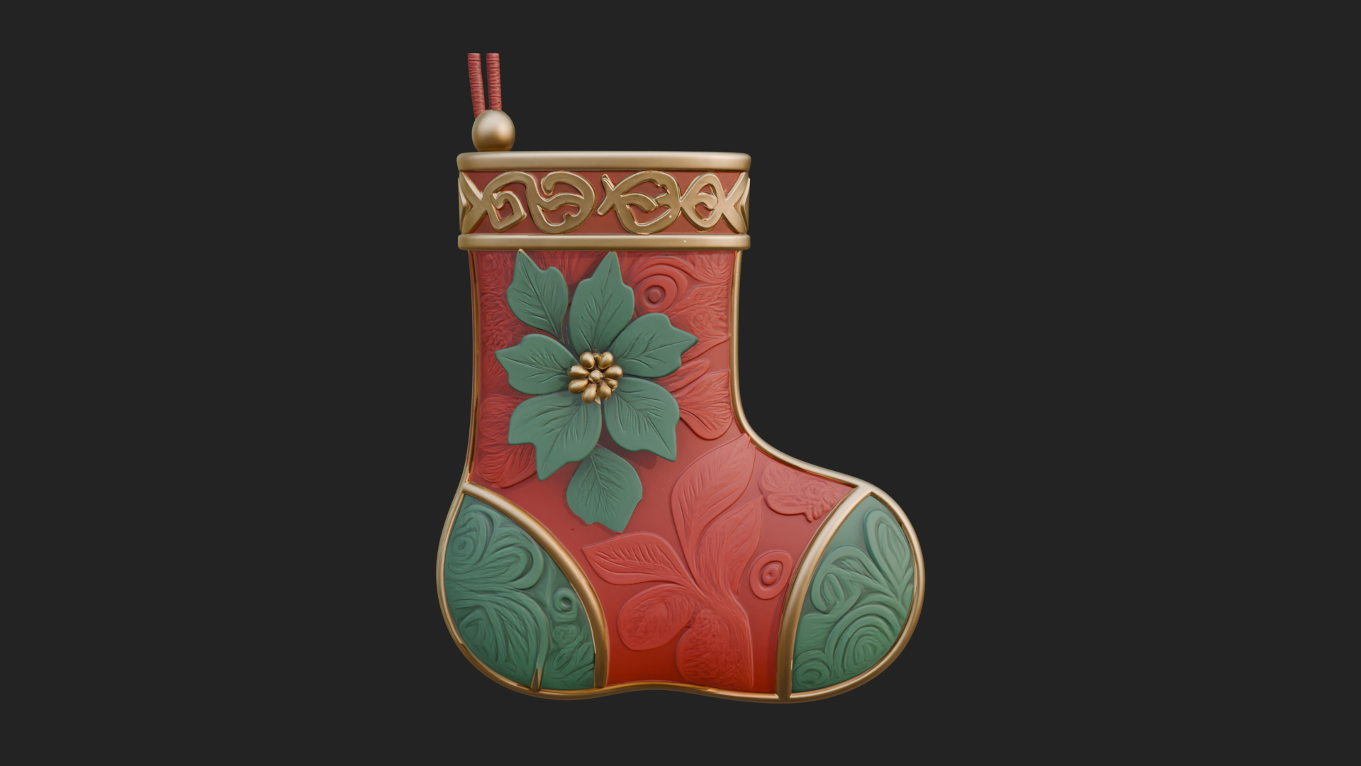 Christmas Stocking Ornament Design 7 3D Print Model 3D Model