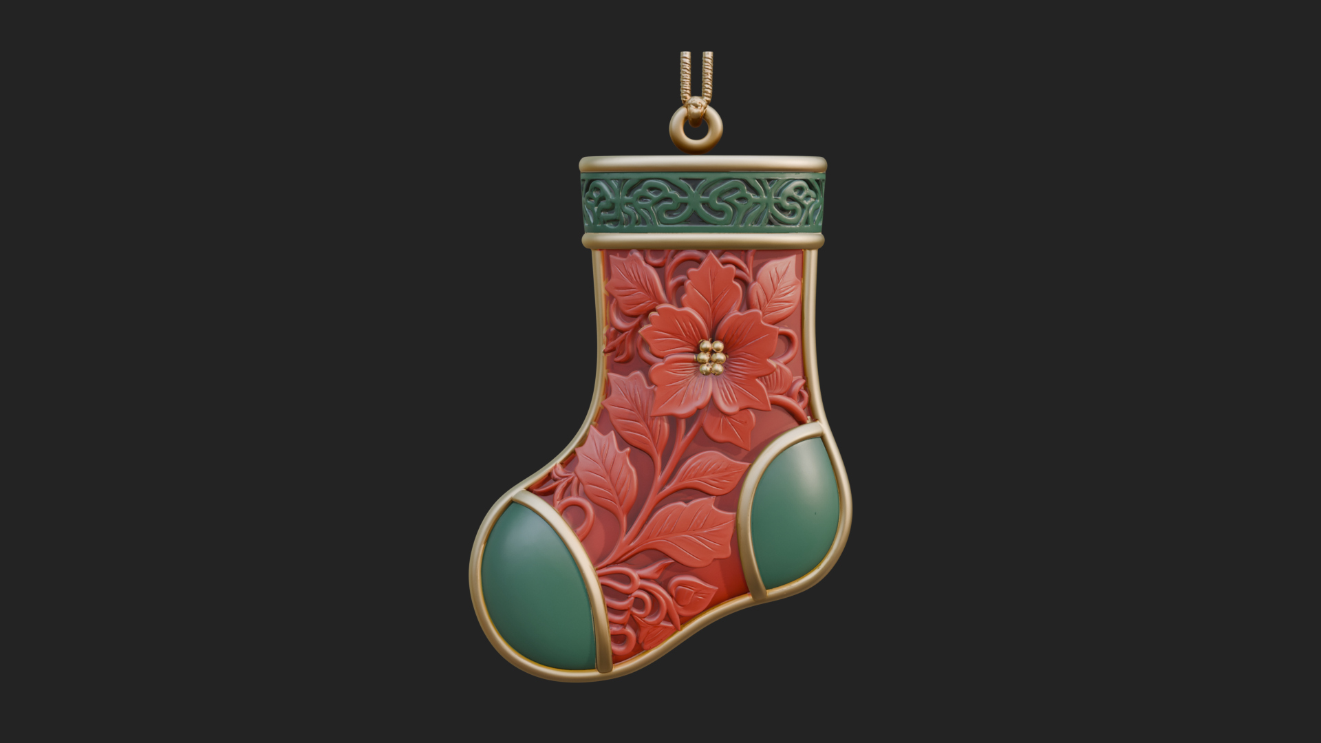 Christmas Stocking Ornament Design 8 3D Print Model 3D Model