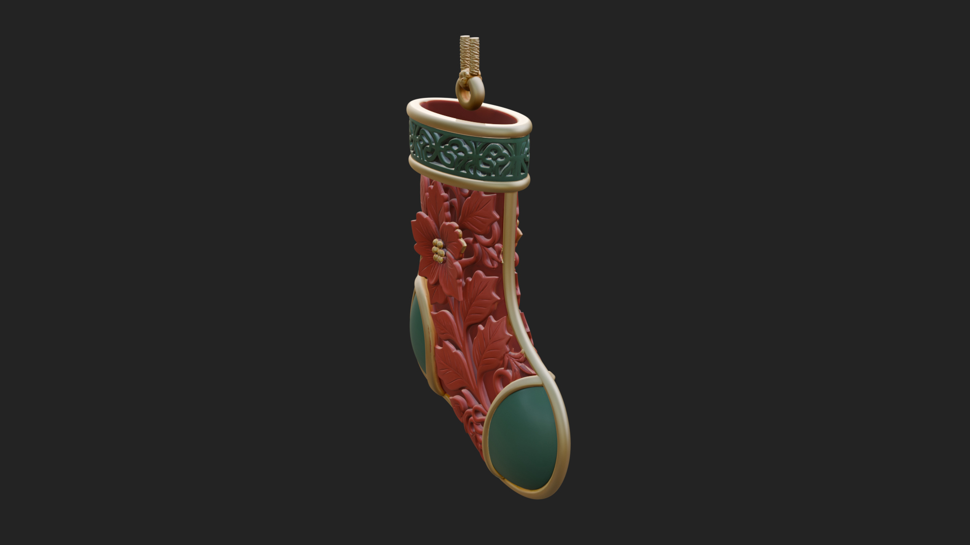 Christmas Stocking Ornament Design 8 3D Print Model 3D Model