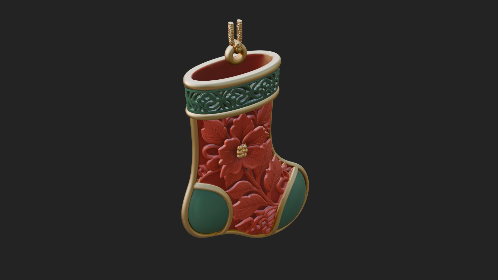 Christmas Stocking Ornament Design 8 3D Print Model 3D Model