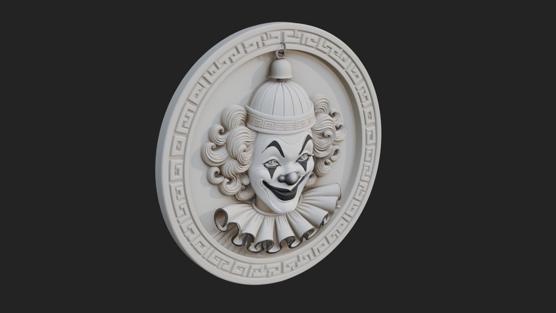 Circus Clown Oval Relief Plaque Design 1 3D Print Model 3D Model
