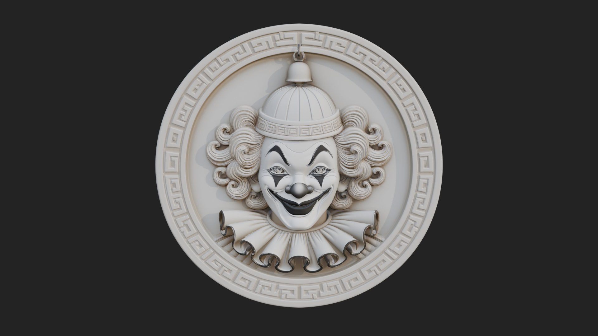 Circus Clown Oval Relief Plaque Design 1 3D Print Model 3D Model