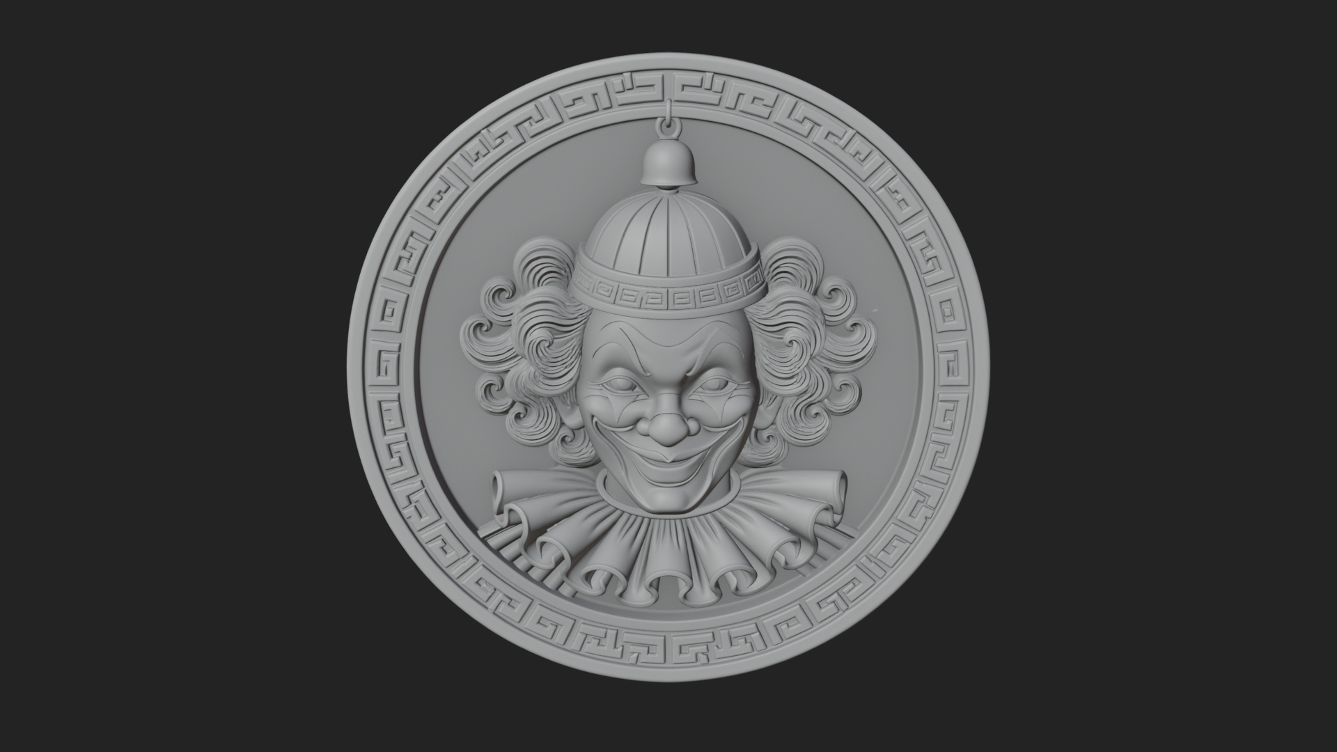 Circus Clown Oval Relief Plaque Design 1 3D Print Model 3D Model