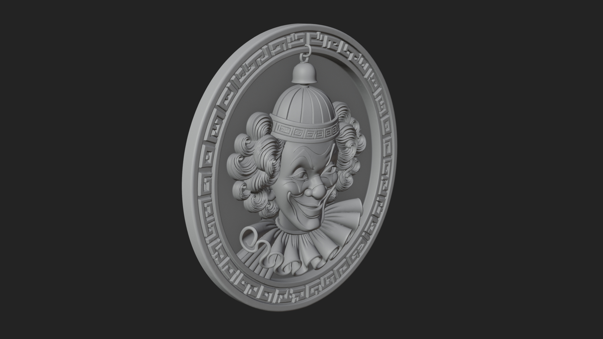 Circus Clown Oval Relief Plaque Design 1 3D Print Model 3D Model