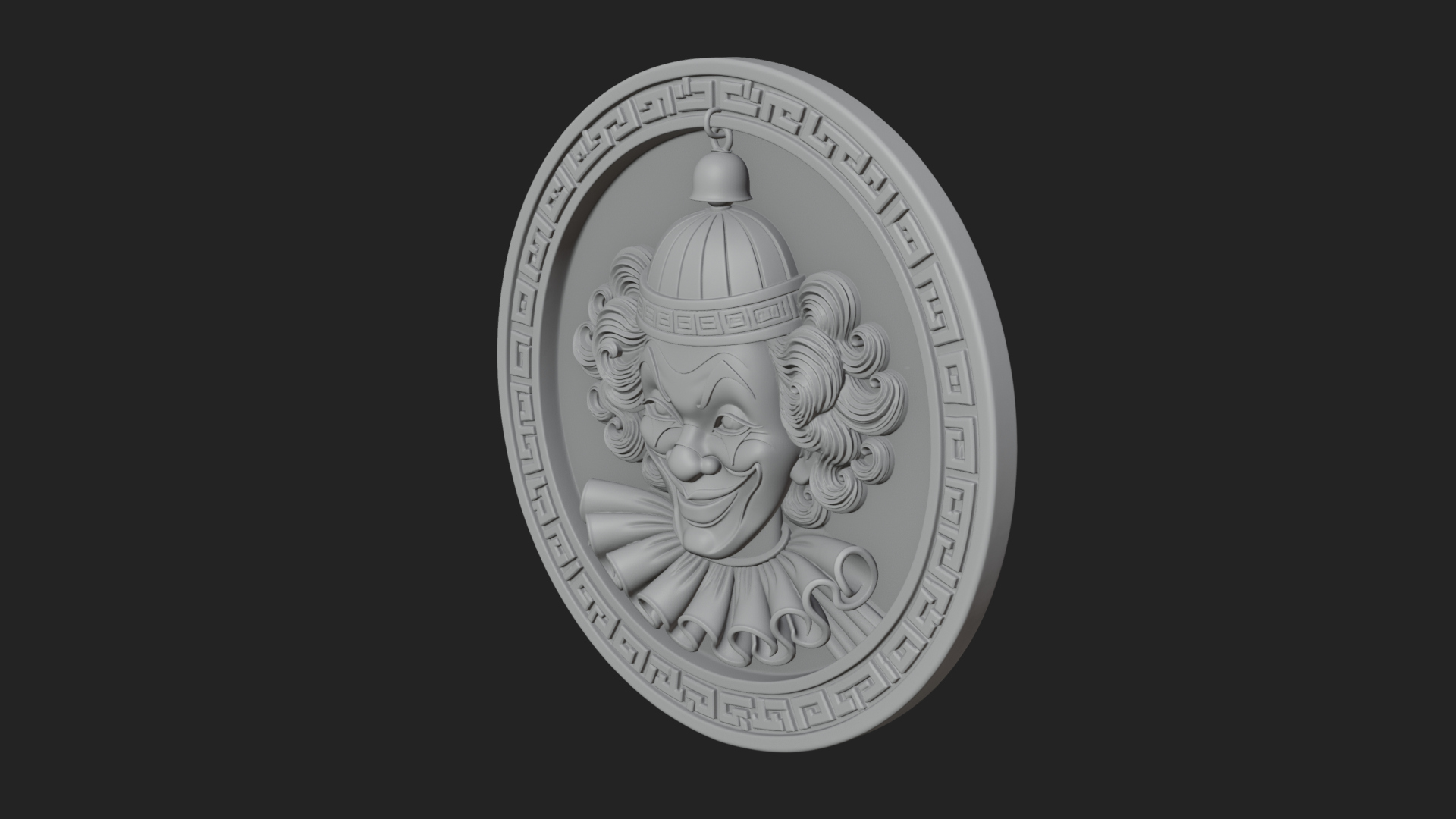 Circus Clown Oval Relief Plaque Design 1 3D Print Model 3D Model