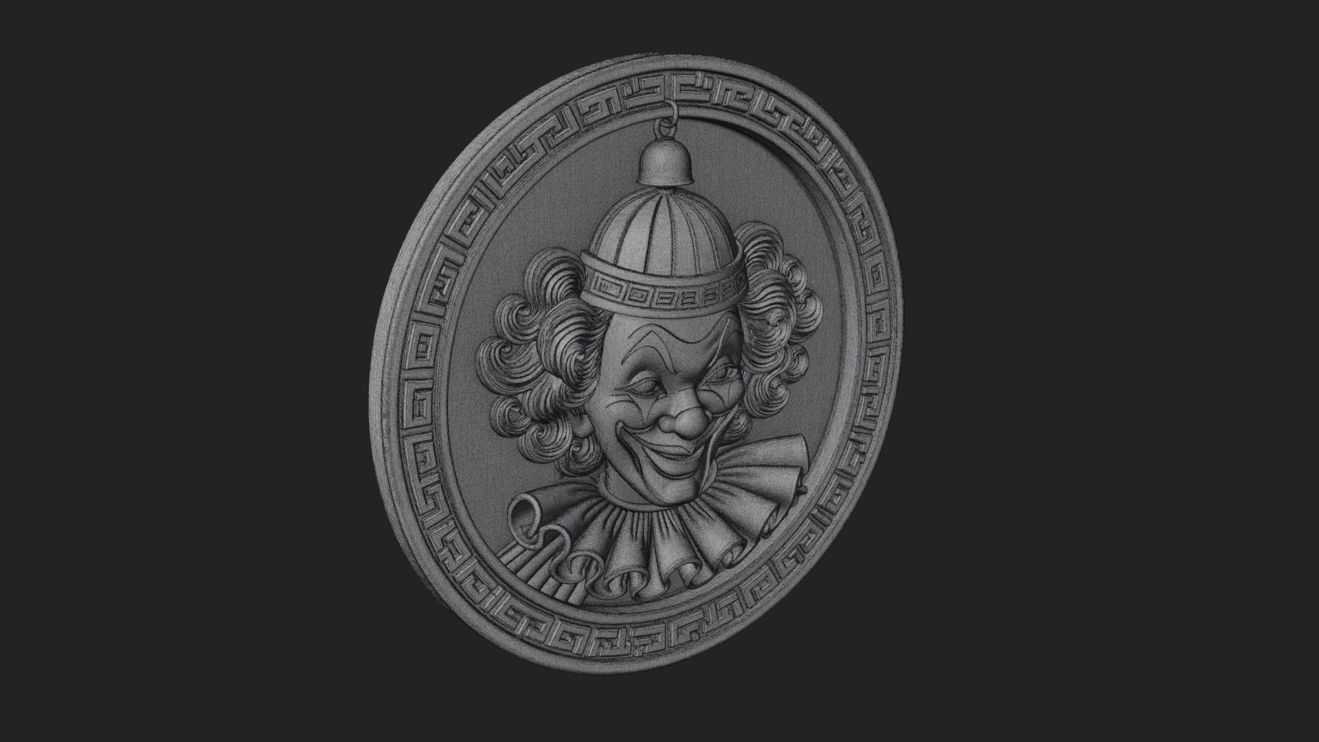 Circus Clown Oval Relief Plaque Design 1 3D Print Model 3D Model