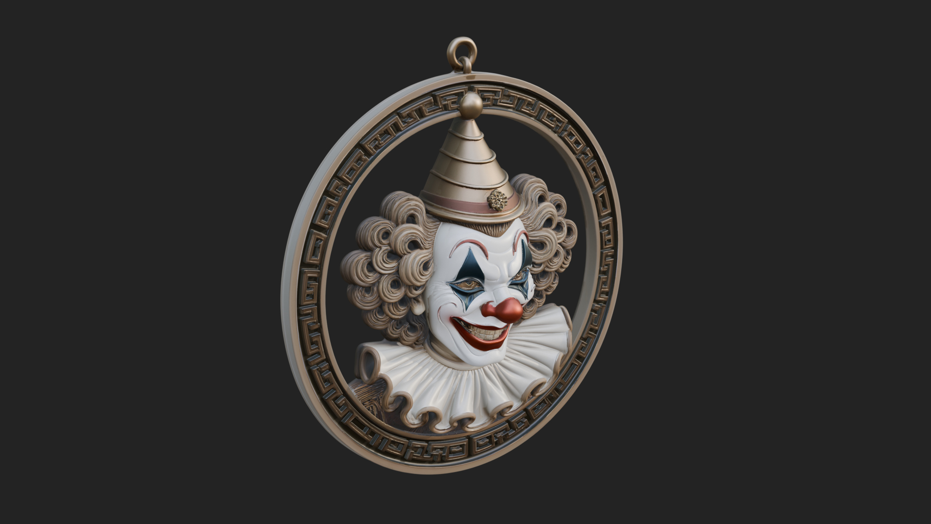Circus Clown Oval Relief Plaque Design 2 3D Print Model 3D Model