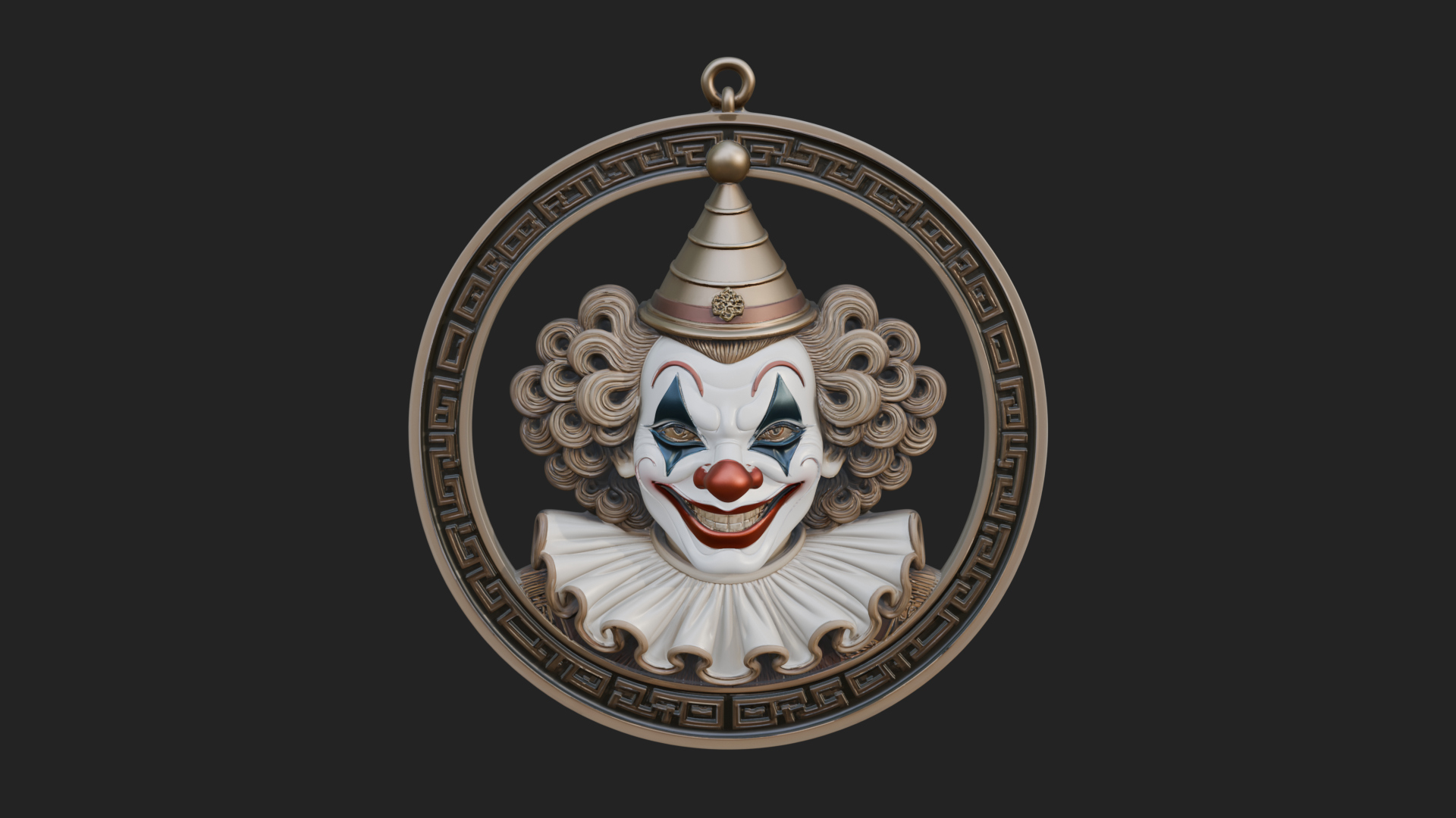 Circus Clown Oval Relief Plaque Design 2 3D Print Model 3D Model