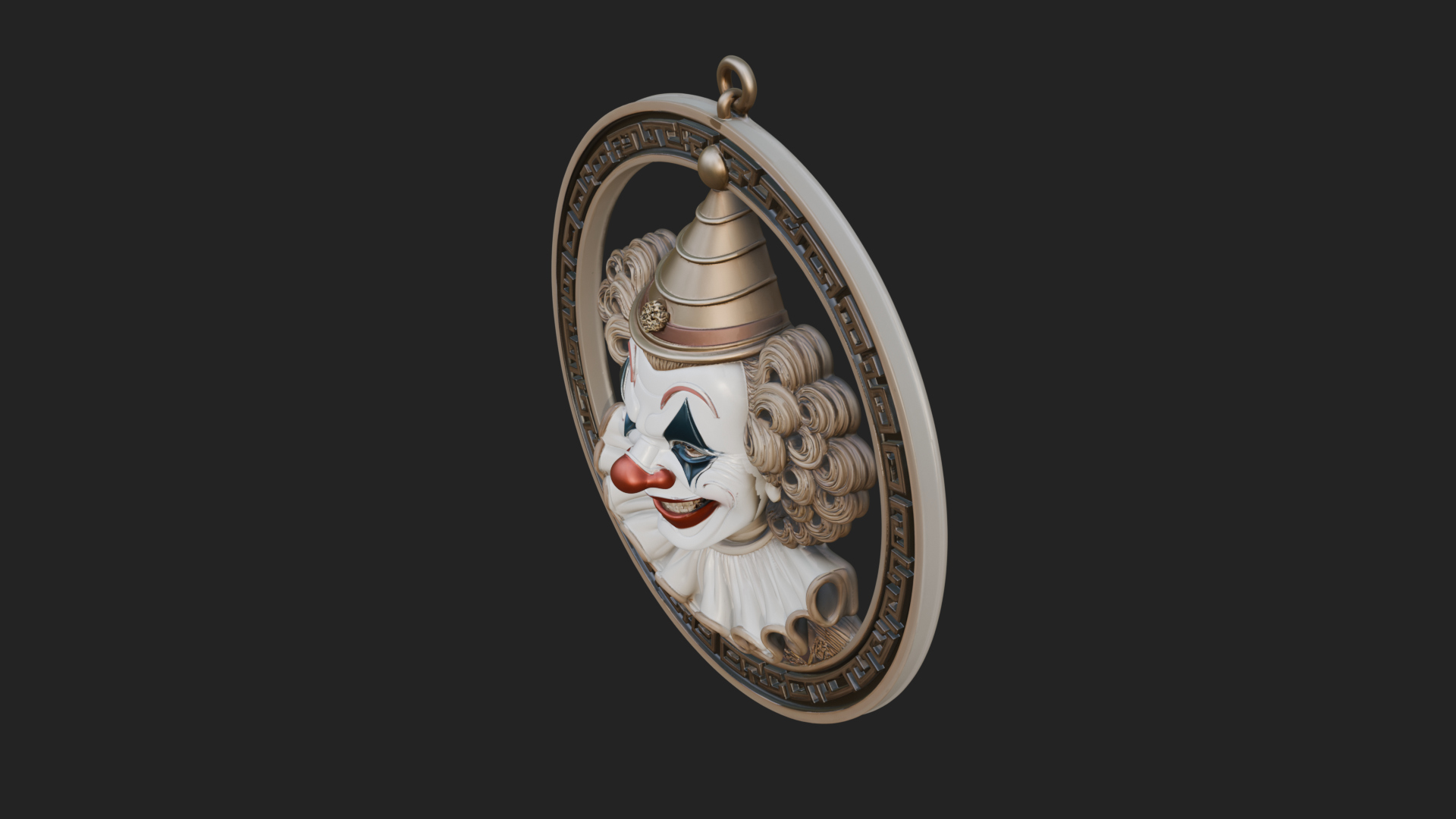 Circus Clown Oval Relief Plaque Design 2 3D Print Model 3D Model