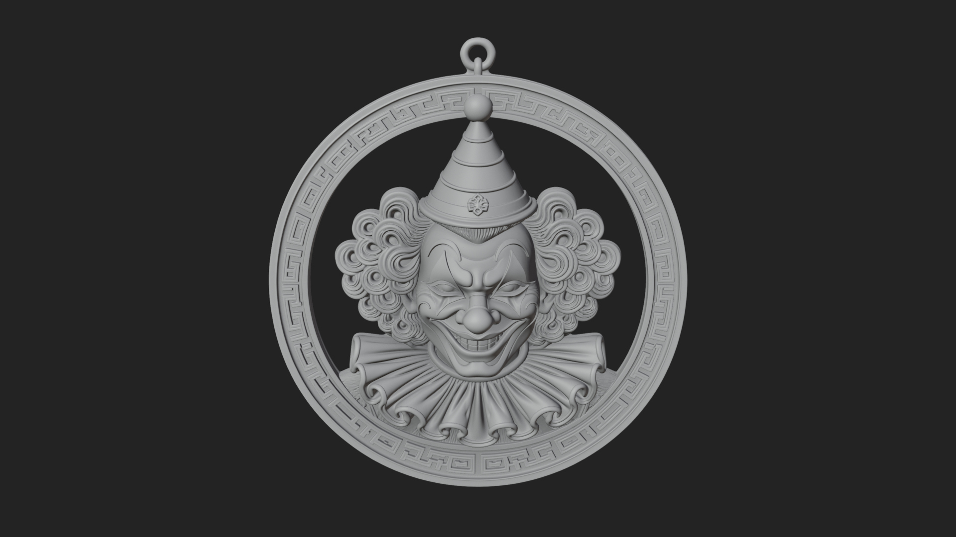 Circus Clown Oval Relief Plaque Design 2 3D Print Model 3D Model