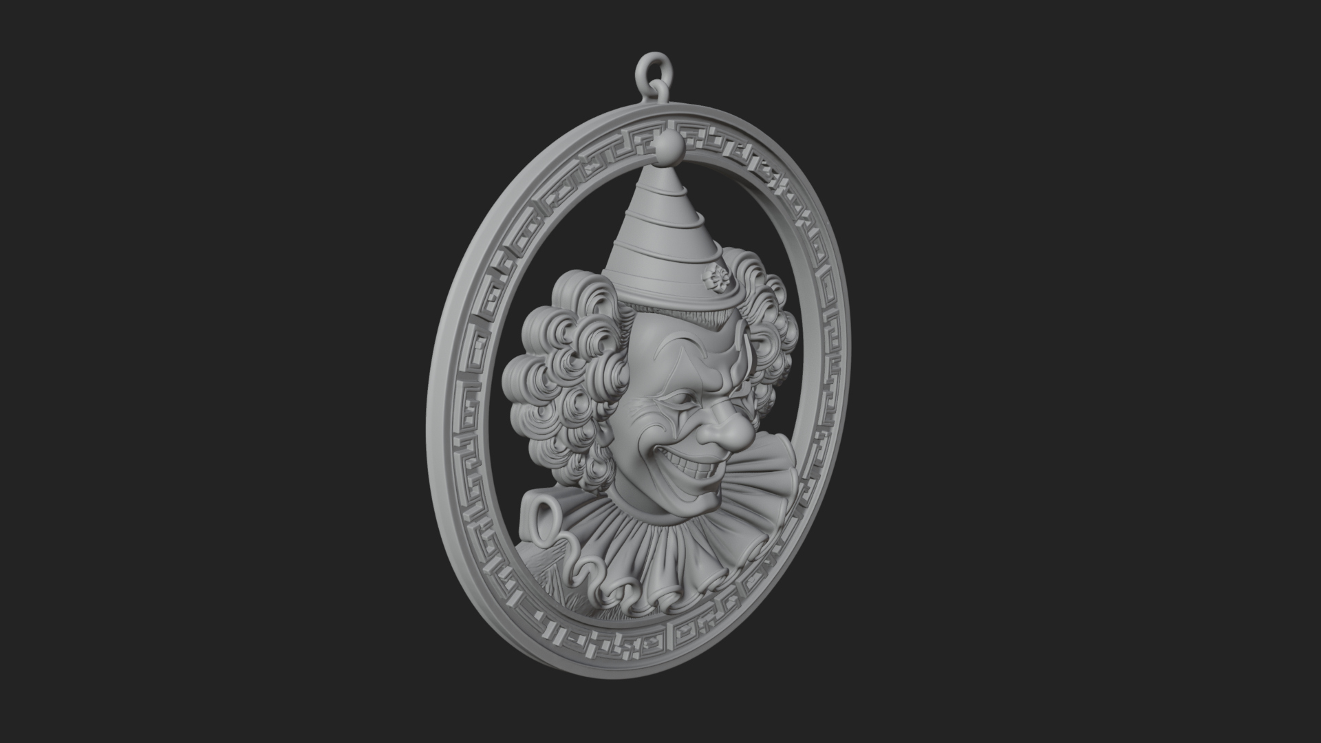 Circus Clown Oval Relief Plaque Design 2 3D Print Model 3D Model