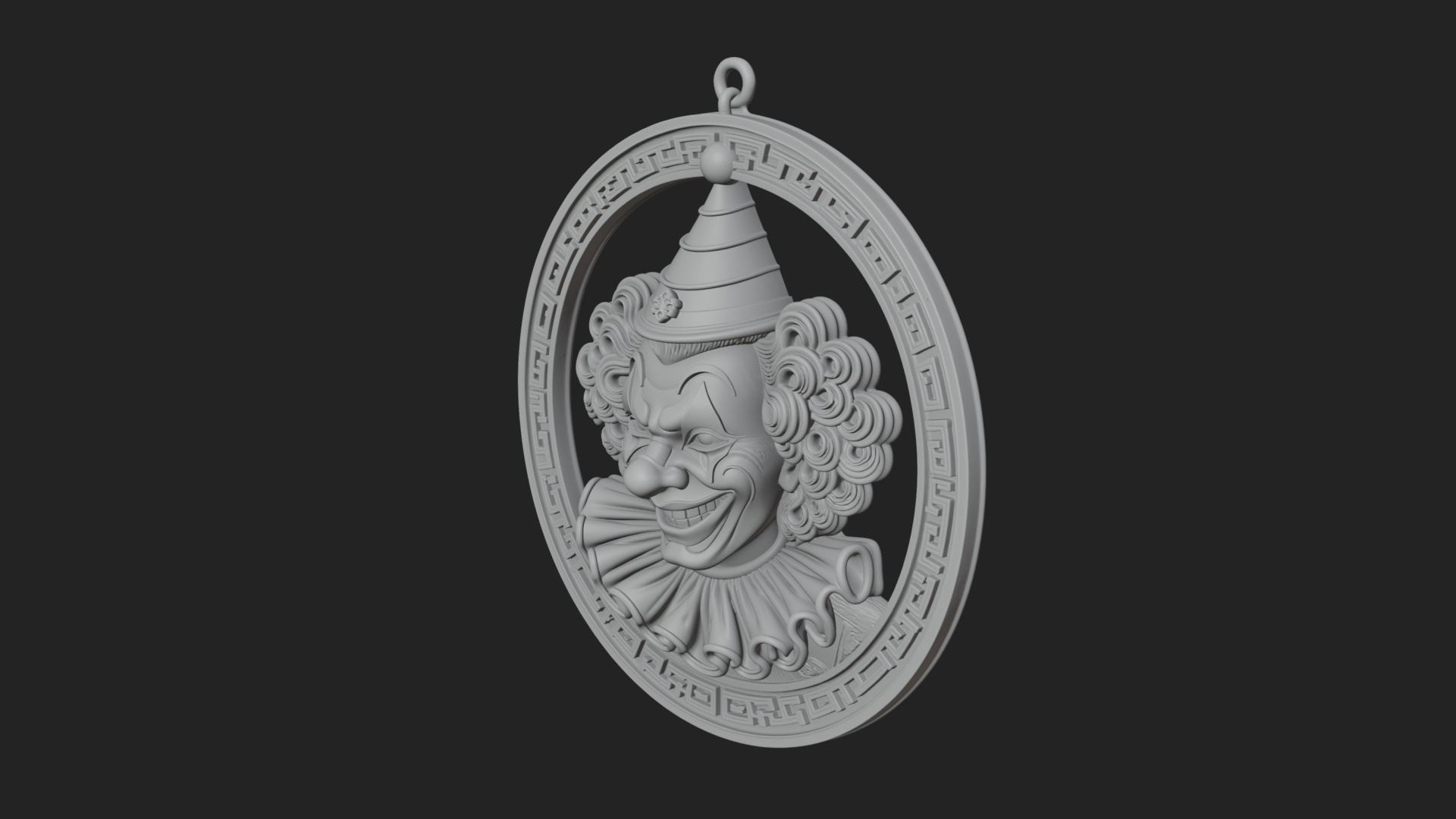 Circus Clown Oval Relief Plaque Design 2 3D Print Model 3D Model